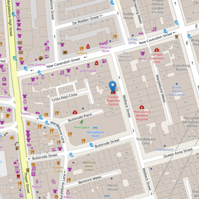 Map to Welbeck Street Clinic